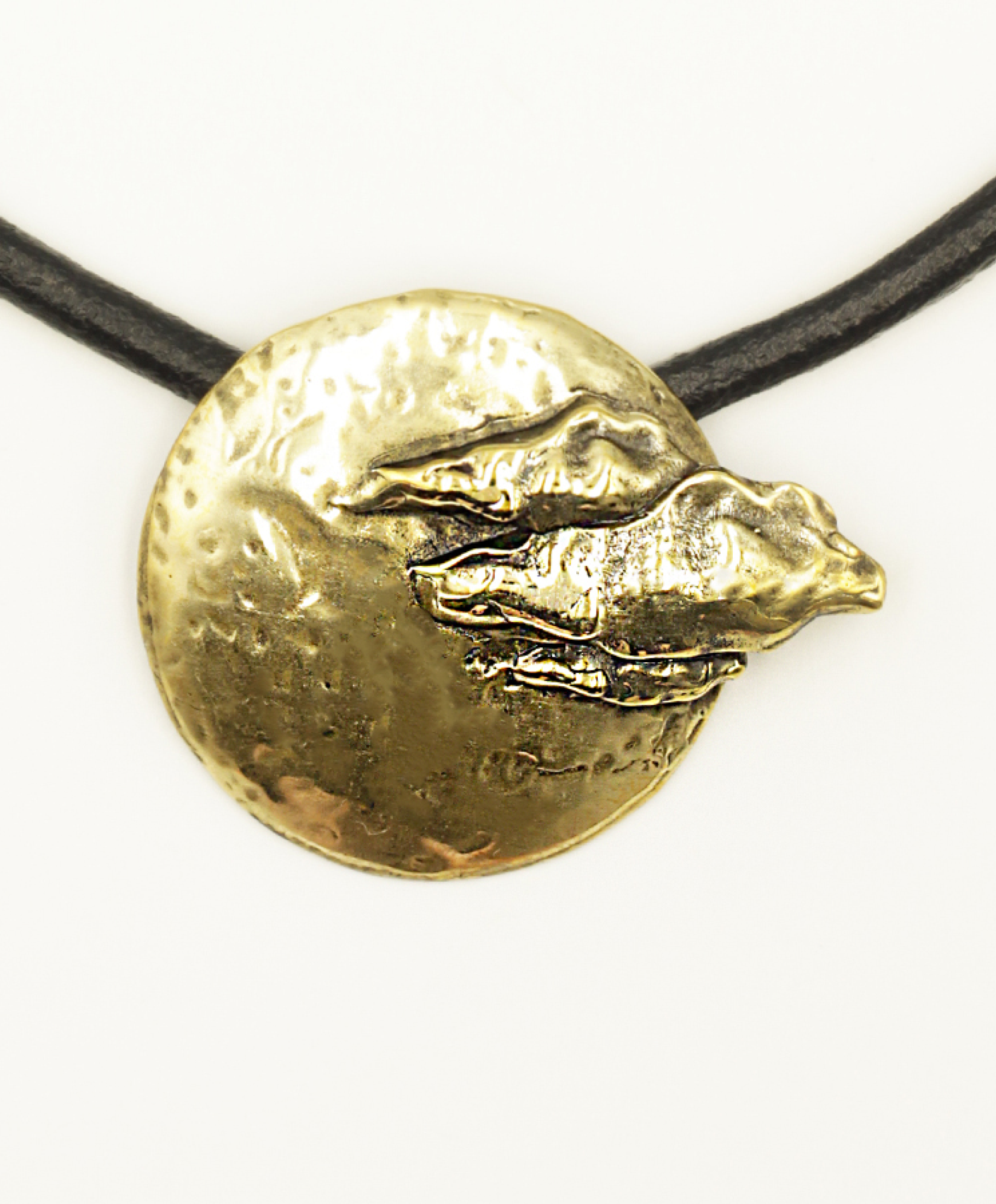 Hammered bronze sun pendant